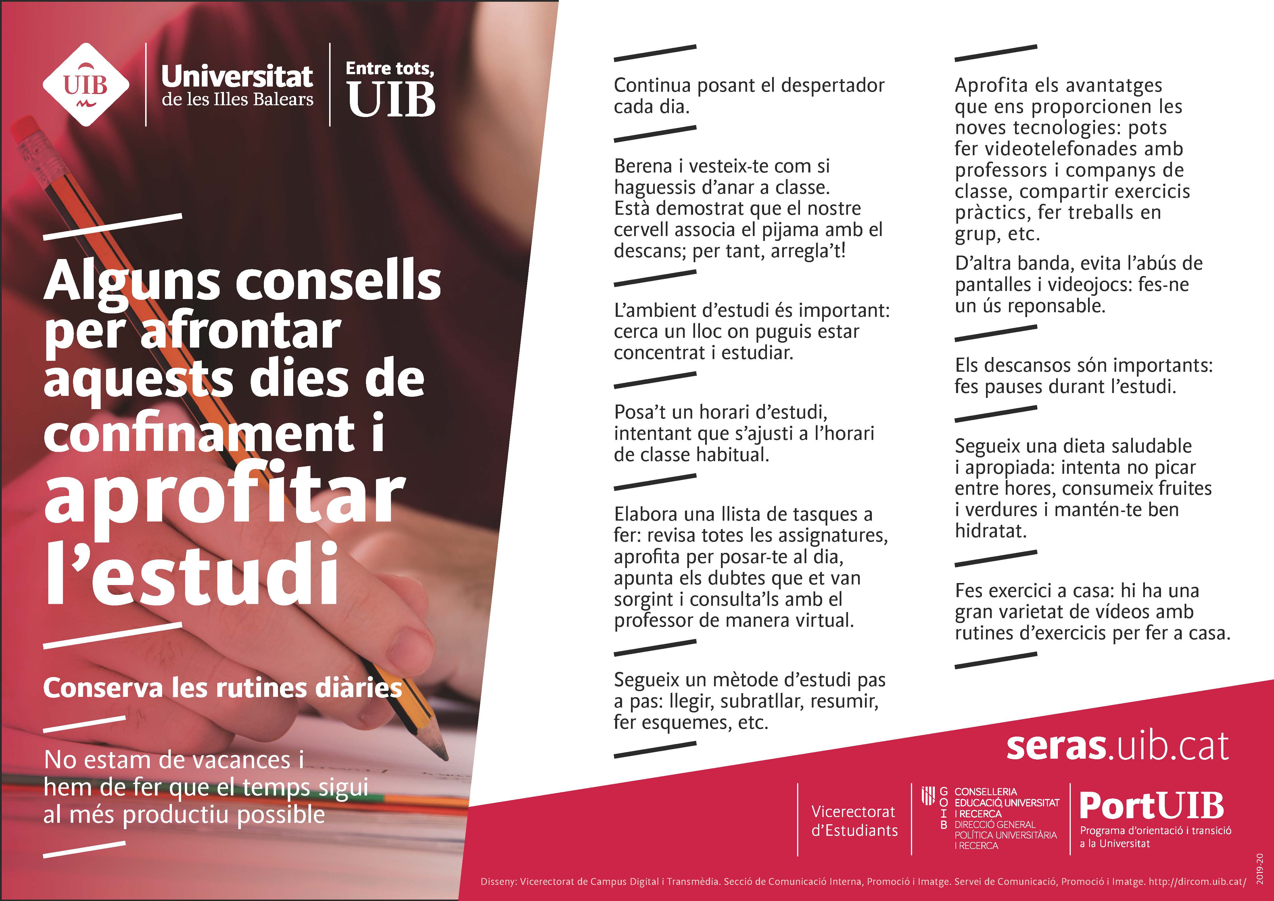 Alguns consells per afrontar aquests dies de confinament i aprofitar l'estudi