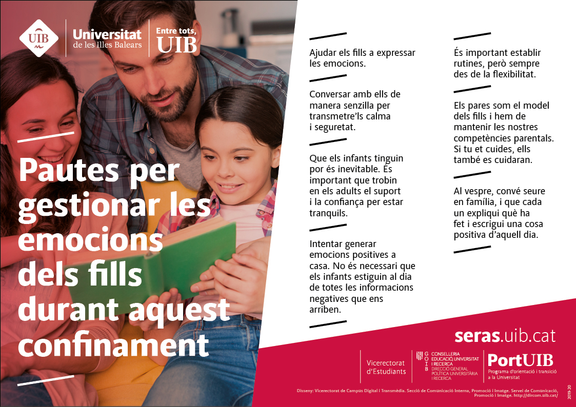Pautes pergestionar lesemocions  dels fills durant aquest confinament