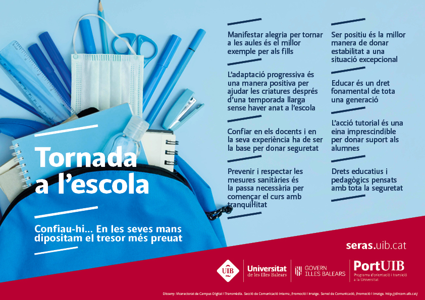 Tornada a l’escola Confiau-hi... En les seves mans dipositam el tresor més preuat 