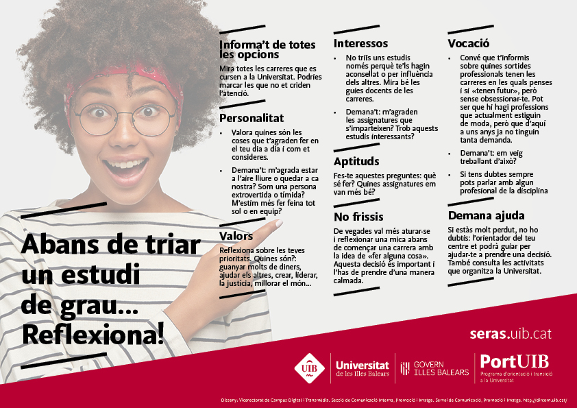 Abans de triar un estudi de grau...Reflexiona!