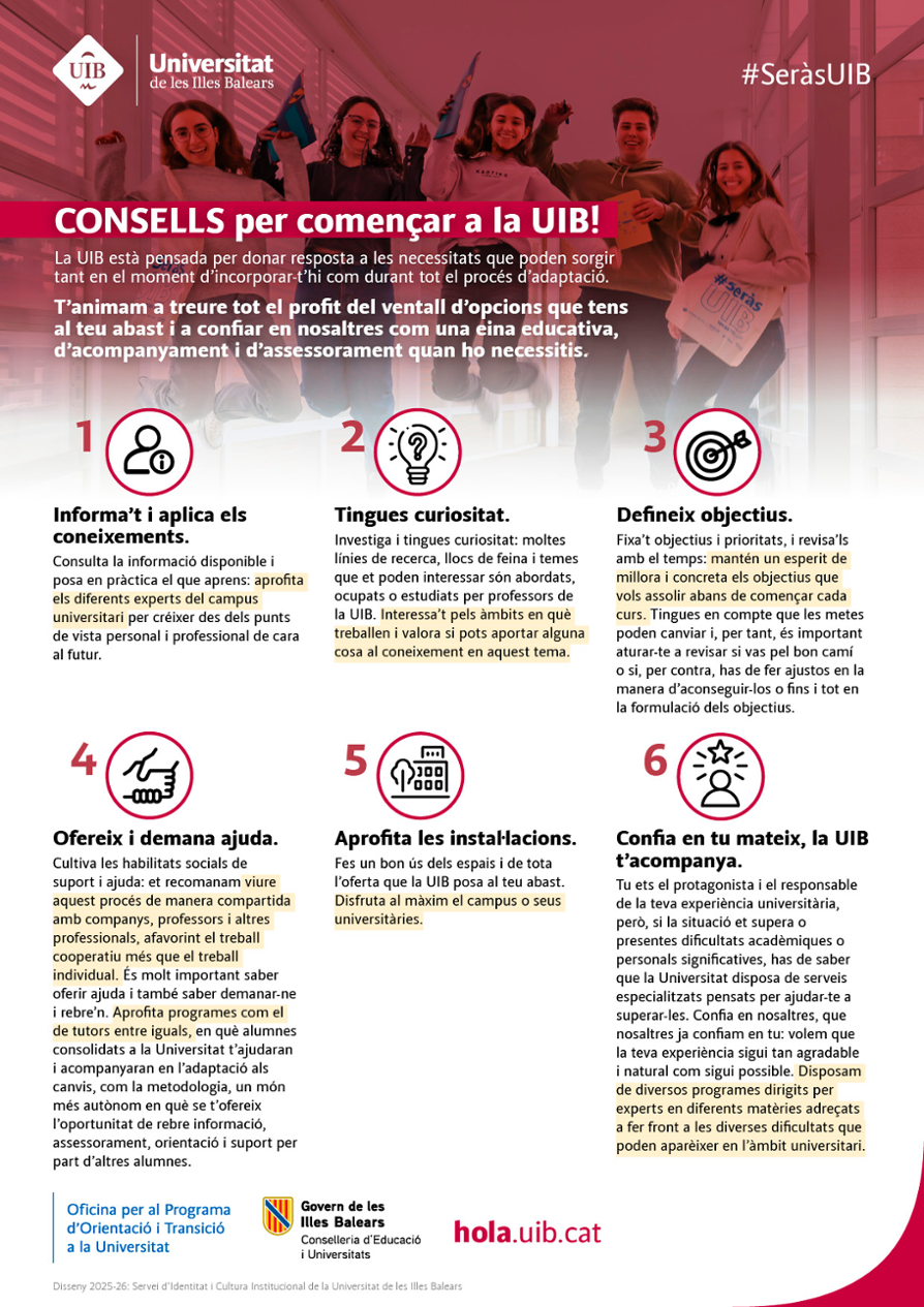 CONSELLS per començar a la UIB!